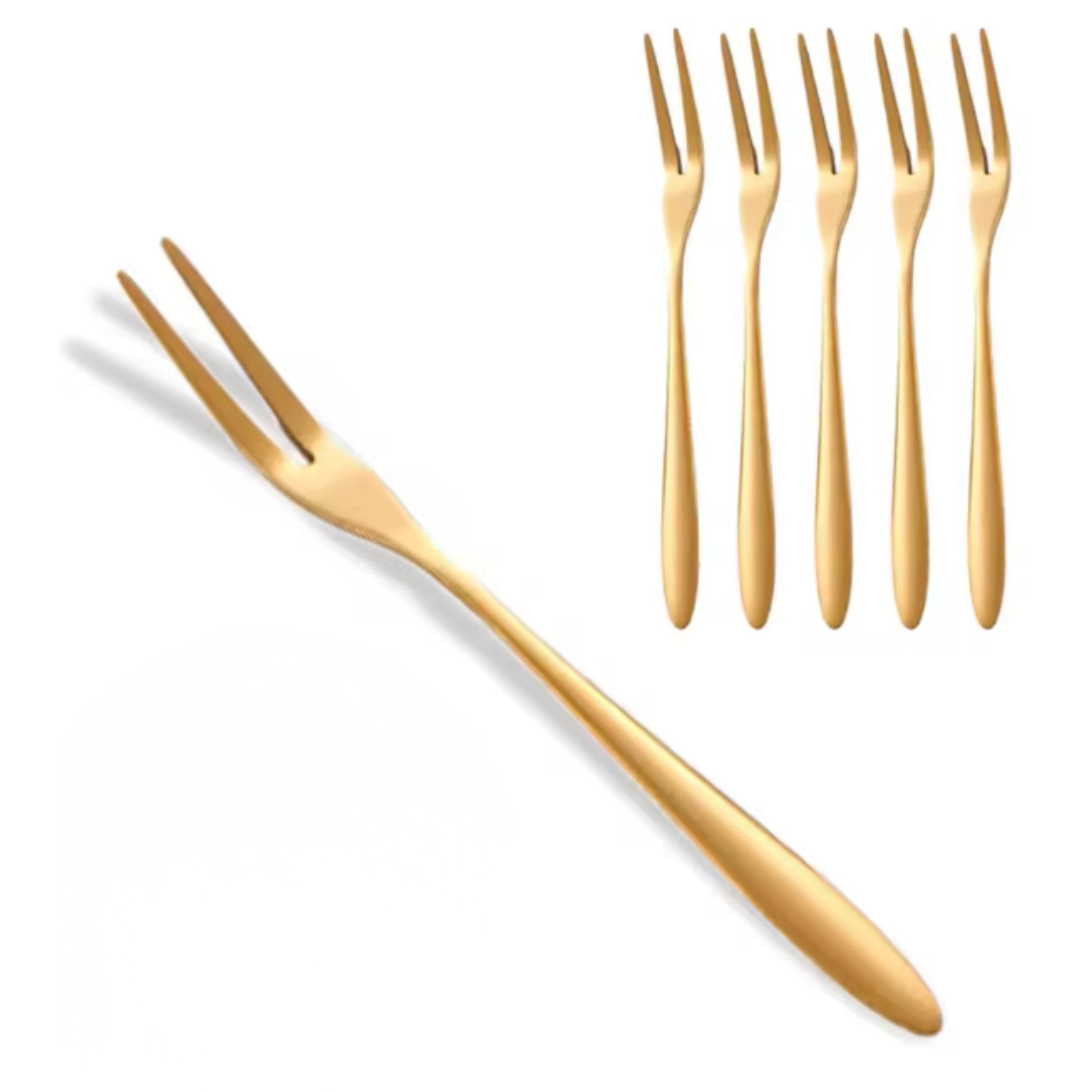 Front. Kitcheniva - 5" Stainless Steel Food Fruit Picks 6 Pcs, Gold - Gold.