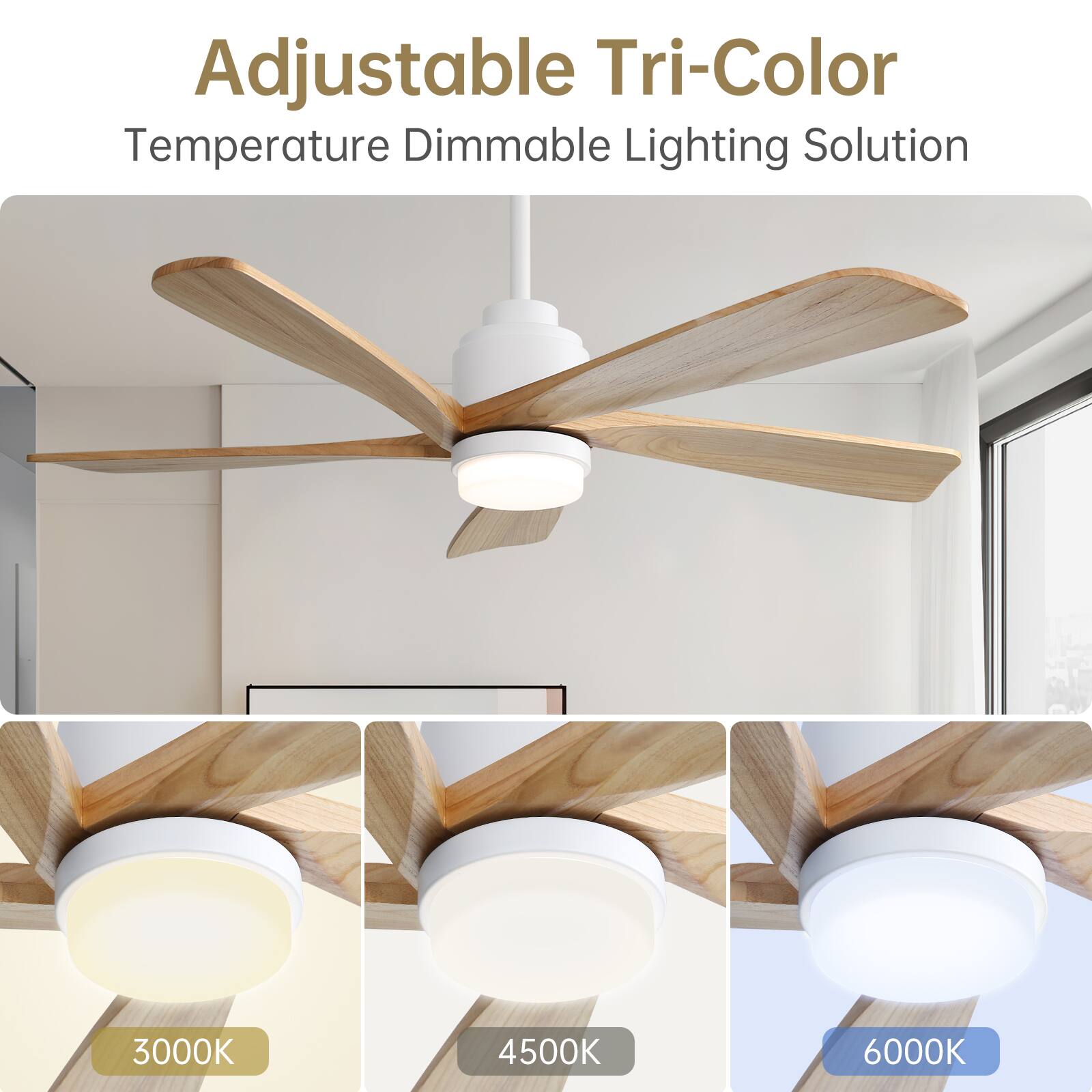 Adjustable Tri-Color  
Temperature Dimmable Lighting Solution  

3000K  
4500K  
6000K
