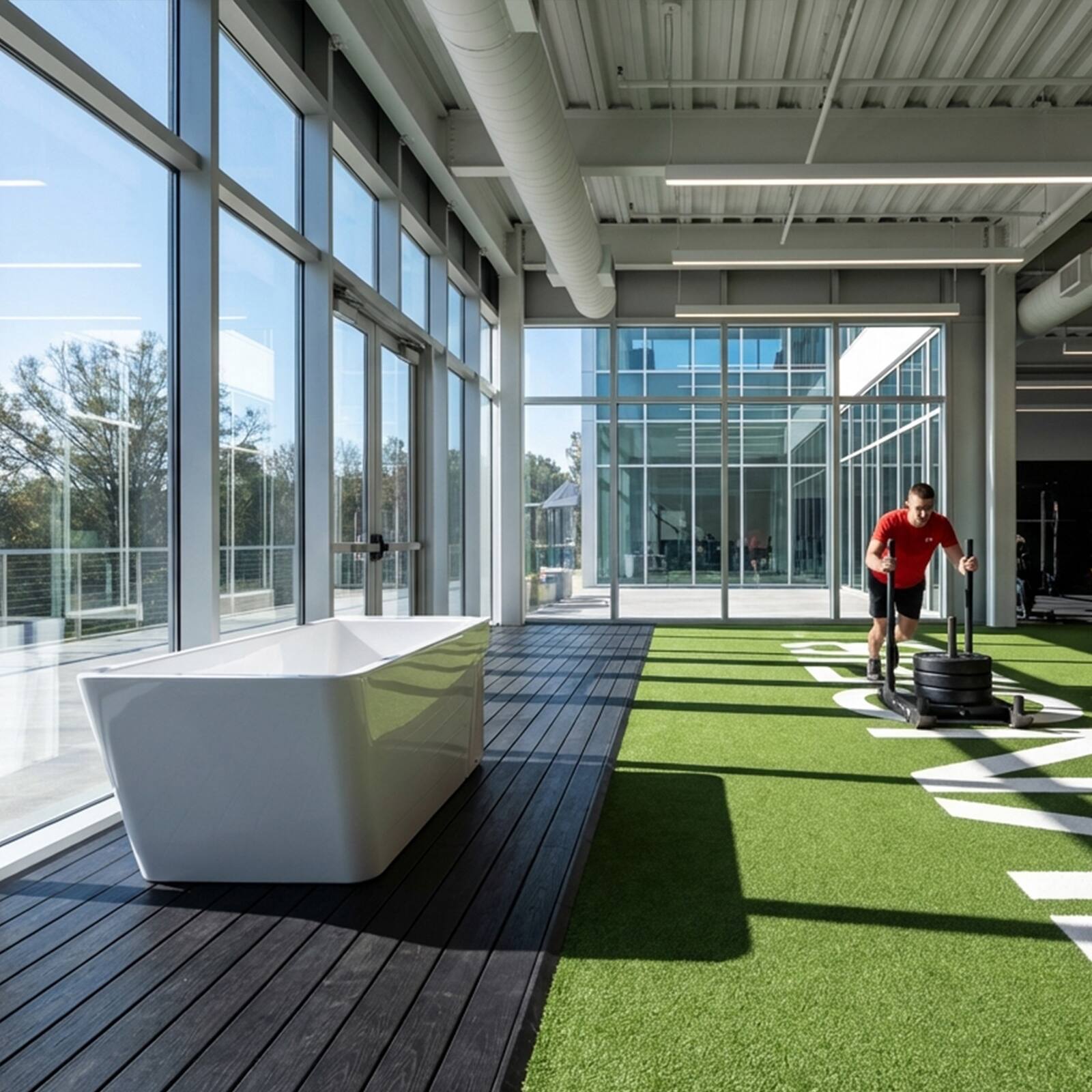 Alt View 7. Empava - All-in-one 77 in. x 31.5 in. Cold Plunge Bathtub 2 Jets Ice Bath Tub W/ Insulation Lid - Chiller - Heater in White - White.