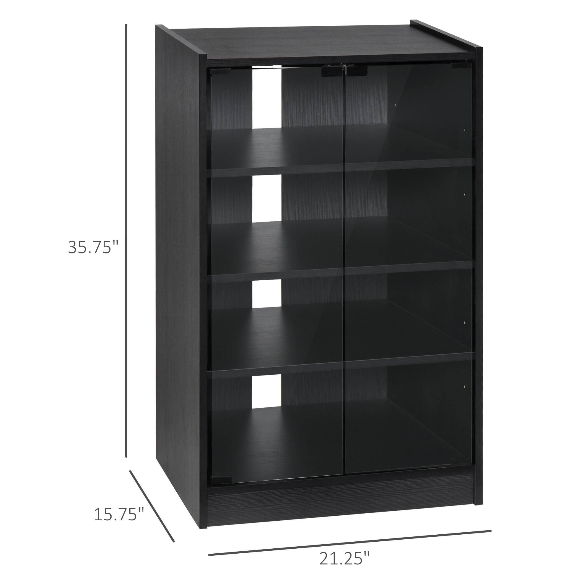 Alt View 3. Dexmalle - Dexmalle-5-Tier Display Cabinet with 3-Level Adjustable Shelves and Tempered Glass Doors-Black - Distressed Black.