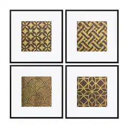 BreeBe - Framed Art Deco Geometric Print (Set of 4) - White, Brown, Black