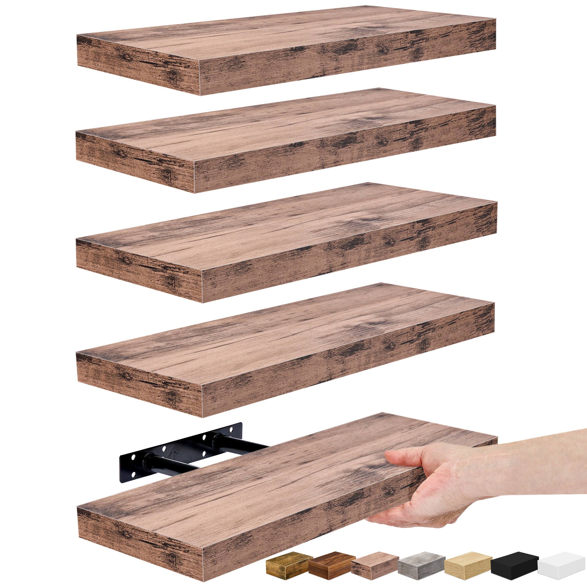 Sorbus - Floating Shelves for Wall, Bathroom Shelves Wall Mounted for Kitchen, Bedroom, Living Room, Bathroom - Mahogany