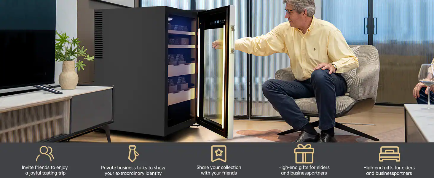 Invite friends to enjoy a joyful tasting trip  
Private business talks to show your extraordinary identity  
Share your collection with your friends  
High-end gifts for elders and business partners