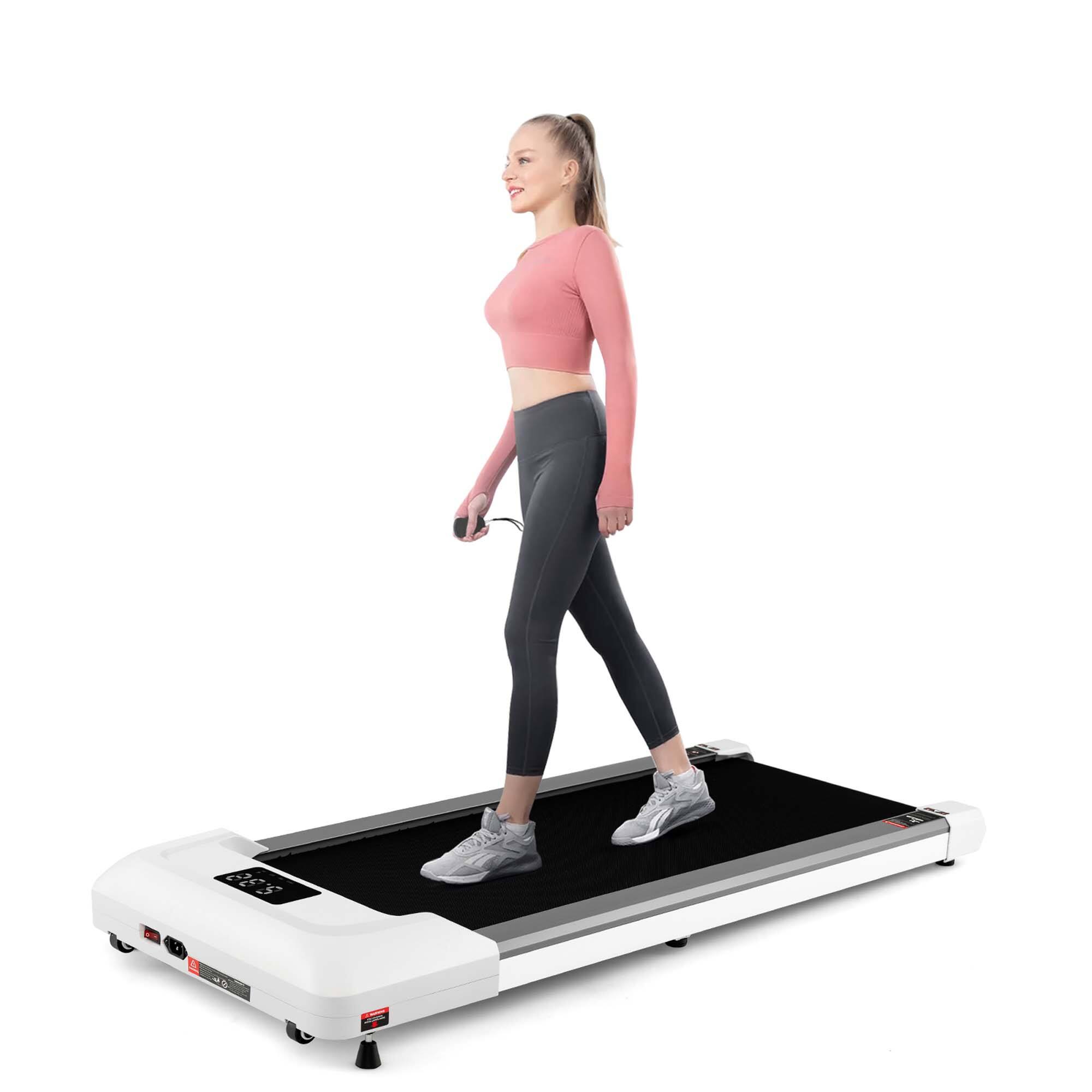 Alt View 9. Costway - Costway 0.6-3.8MPH Walking Pad Under Desk Treadmill with Remote Control and LED Display - White.