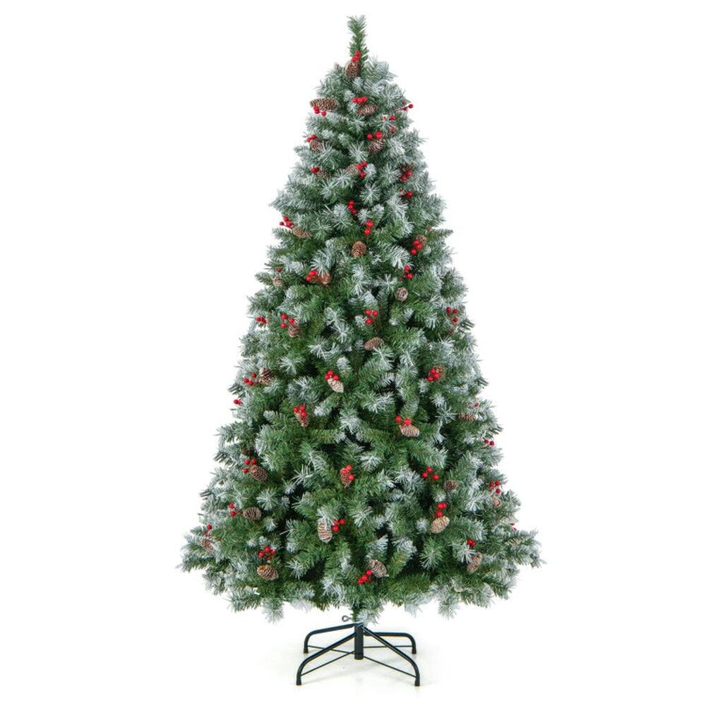 Front. Kadyn - Home Christmas Tree Decorations,Hinged Christmas Tree with 450 PVC Branch Tips and 200 Warm White LED Lights-6.5 ft - Green.