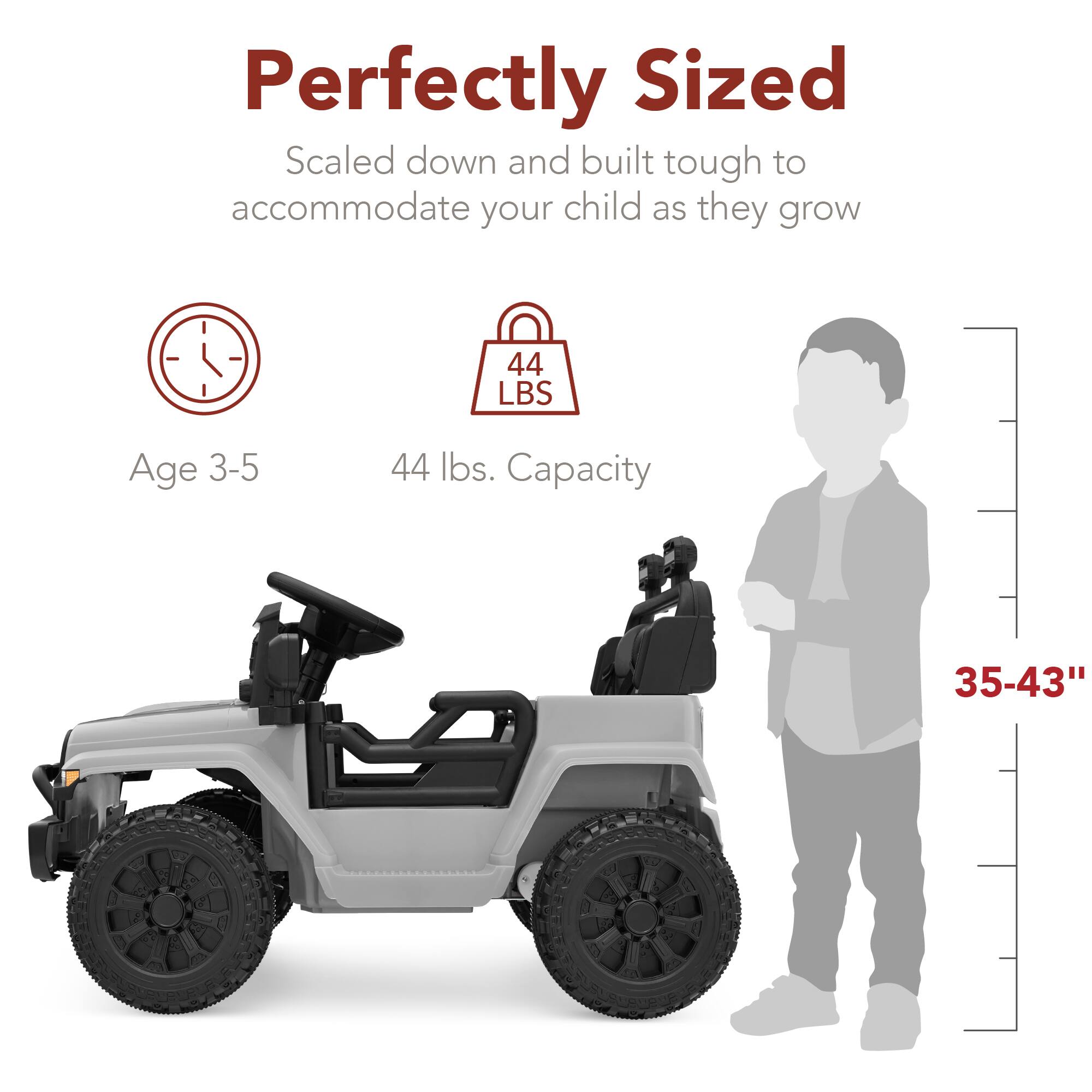Perfectly Sized

Scaled down and built tough to accommodate your child as they grow

Age 3-5

44 lbs. Capacity

35-43"