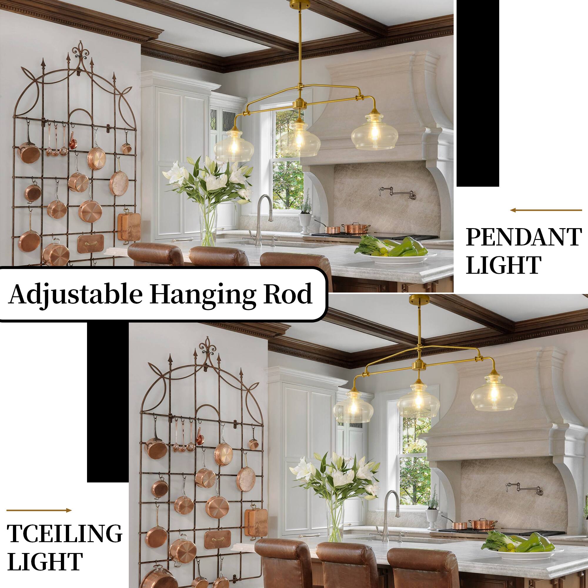 Adjustable Hanging Rod  
Pendant Light  
TCEILING Light