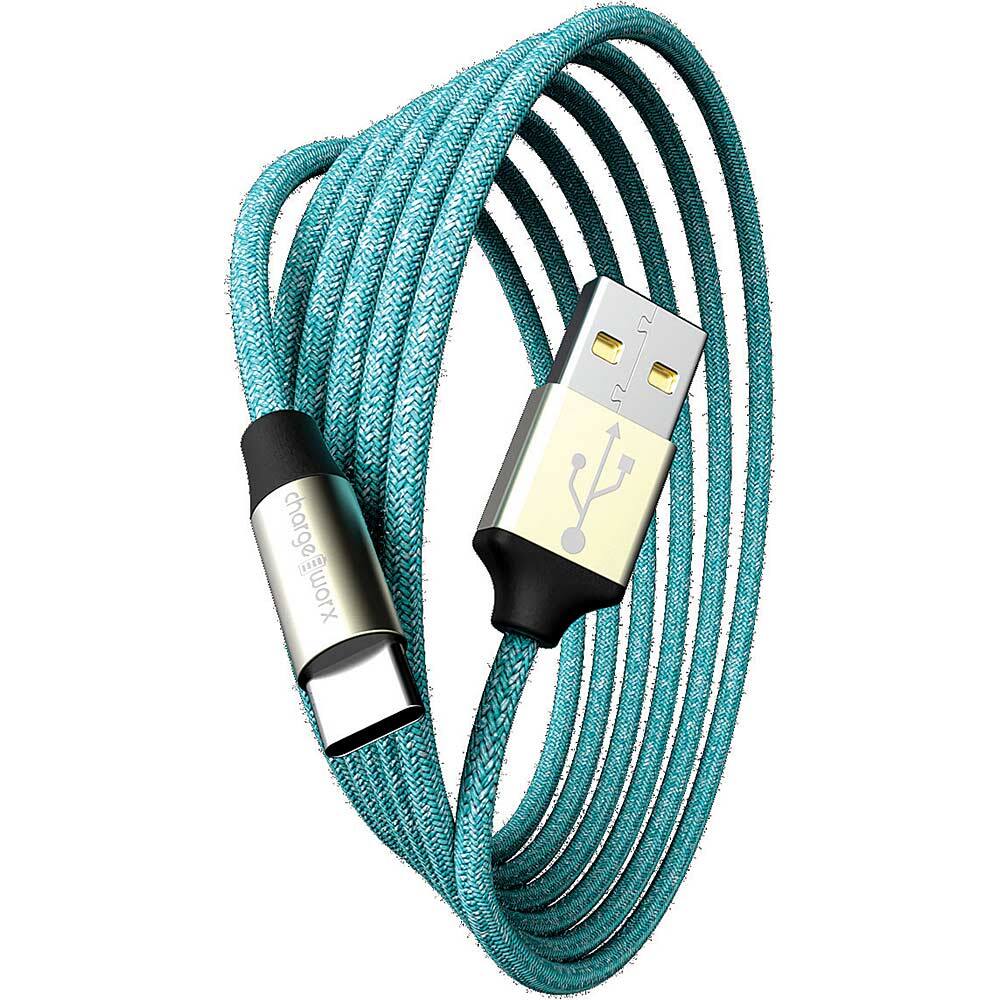 Front. Chargeworx - 6' Elements USB-C Cable - Green.