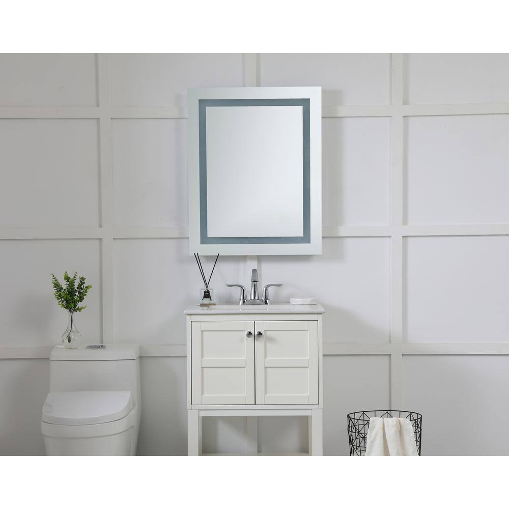 Alt View 2. Elegant Decor - LED Hardwired Mirror Rectangle W24H30 Dimmable 3000K - Glossy White.