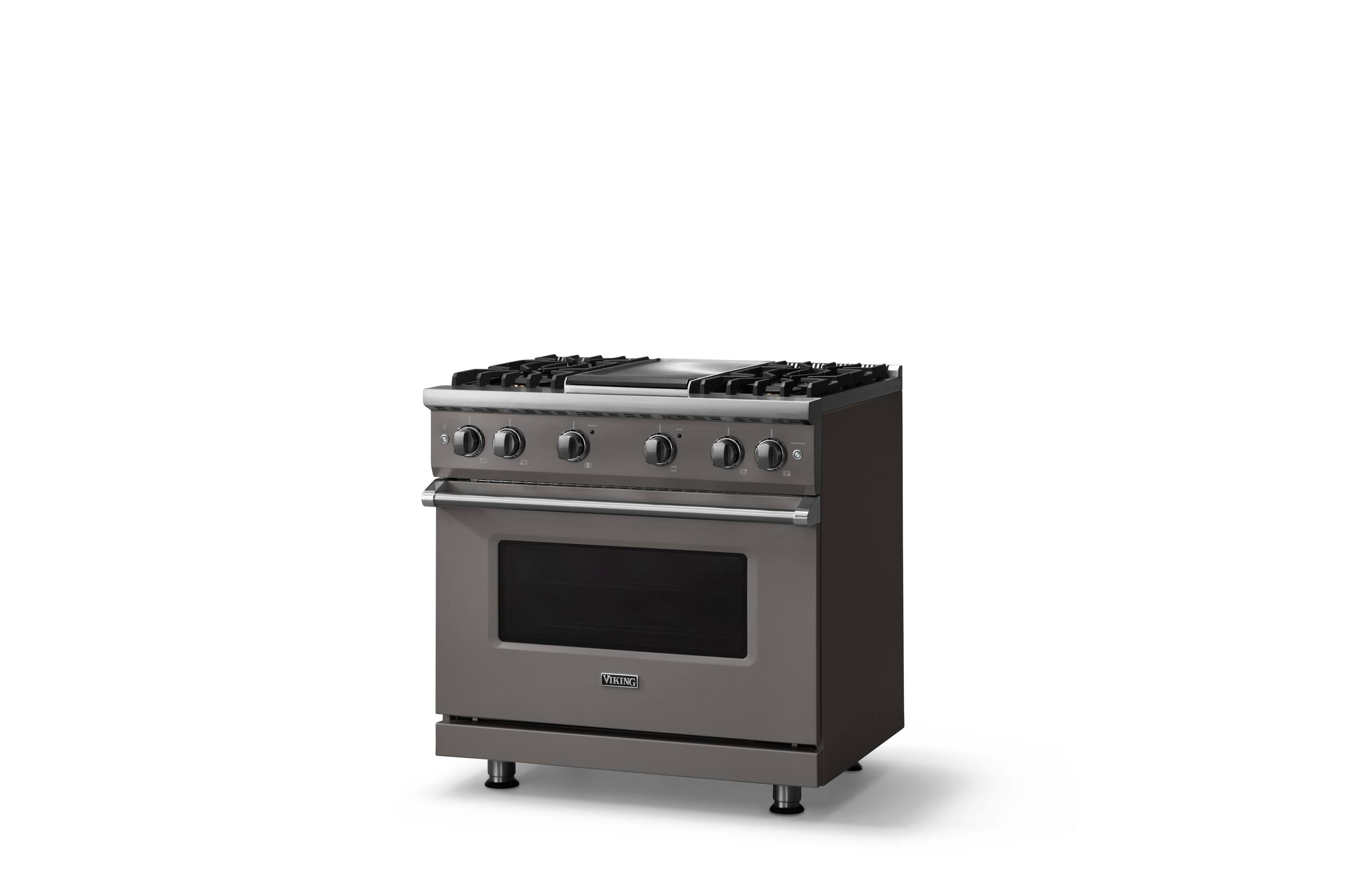 Angle. Viking - Pro 5 Series 5.1 Cu. Ft. Freestanding Sealed 4 Burner Gas Convection Range w. Griddle - Damascus Gray - Damascus Gray.