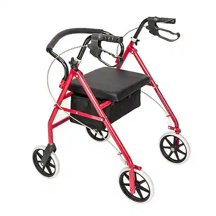 Front. Winado - Foldable Rollator Walker Mobility Rollator with Seat, 8" Wheels, Adjustable Height, Removable Backrest, 286lbs Capacity - Red & Black.