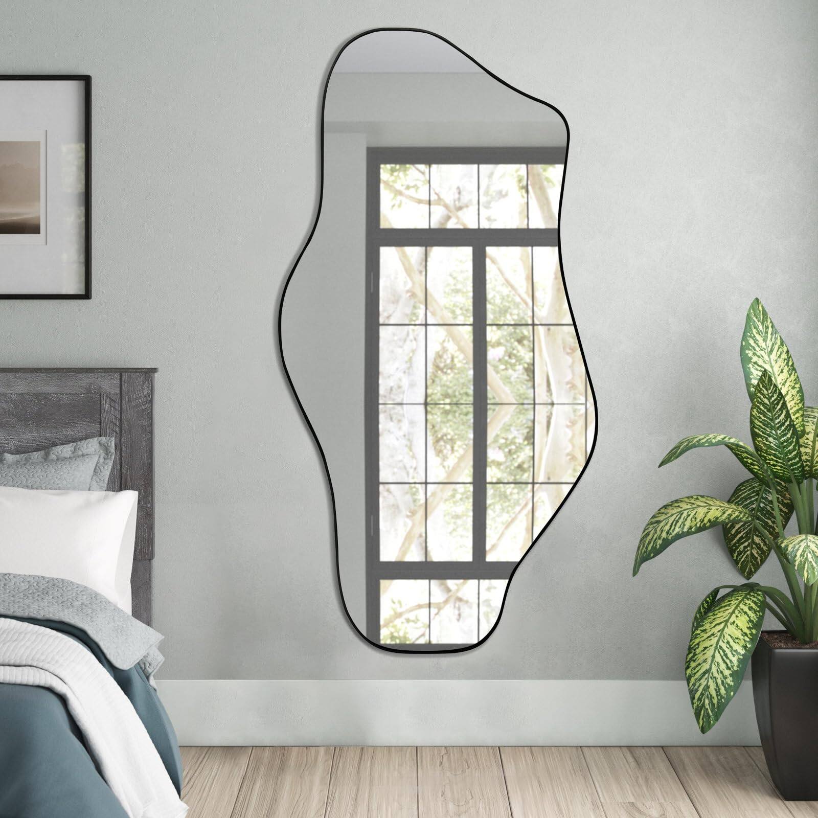 TECH SAFARI Irregular Mirror Asymmetrical Frameless Mirrors Large Wall ...