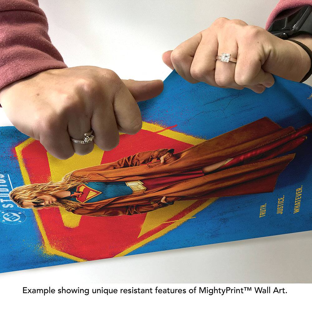 MA STUDIOS  
A TRUTH. JUSTICE. WHATEVER.  
Example showing unique resistant features of MightyPrint™ Wall Art.