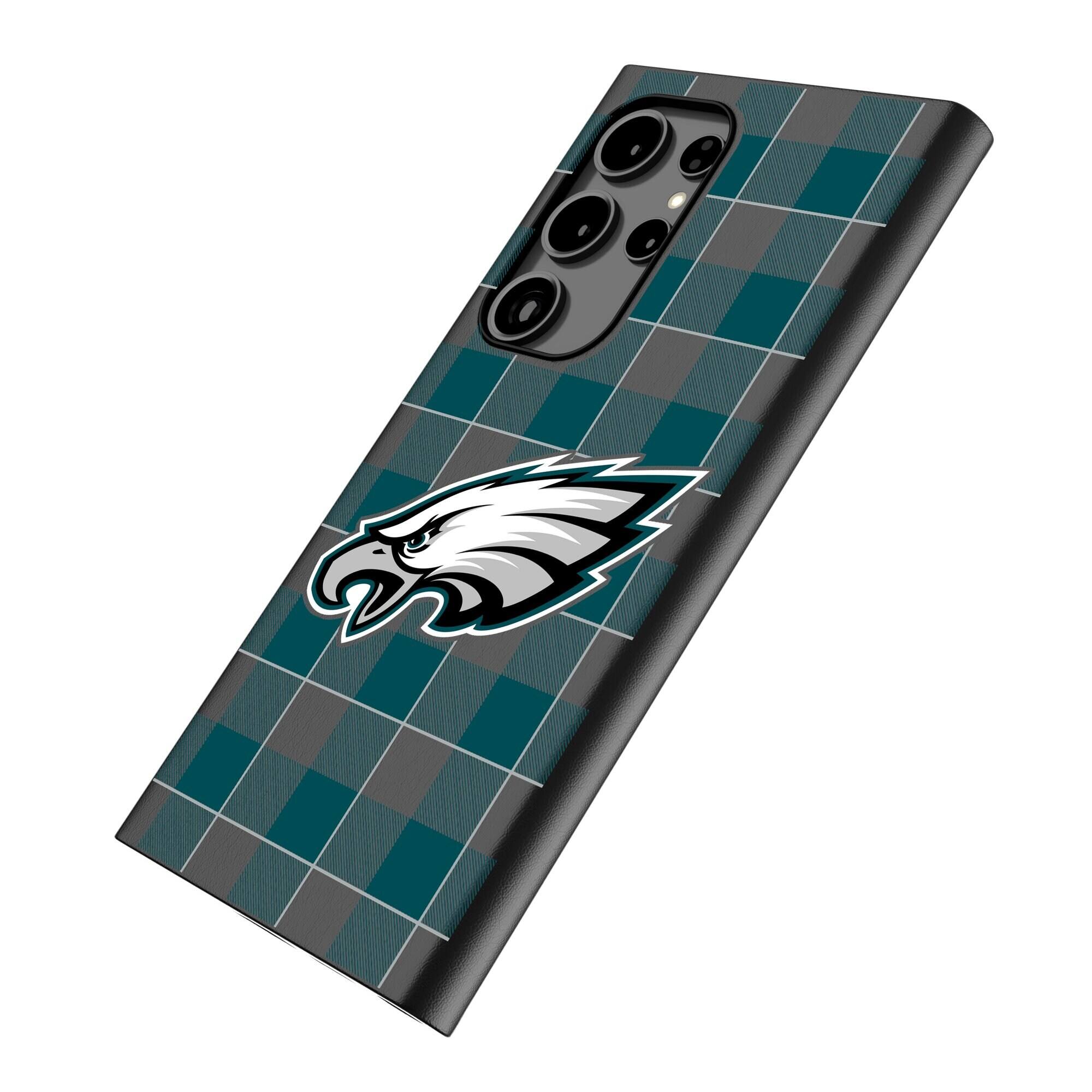 Alt View 1. Keyscaper - Philadelphia Eagles Plaid Galaxy Magnetic Bump Case - S25 - Black.
