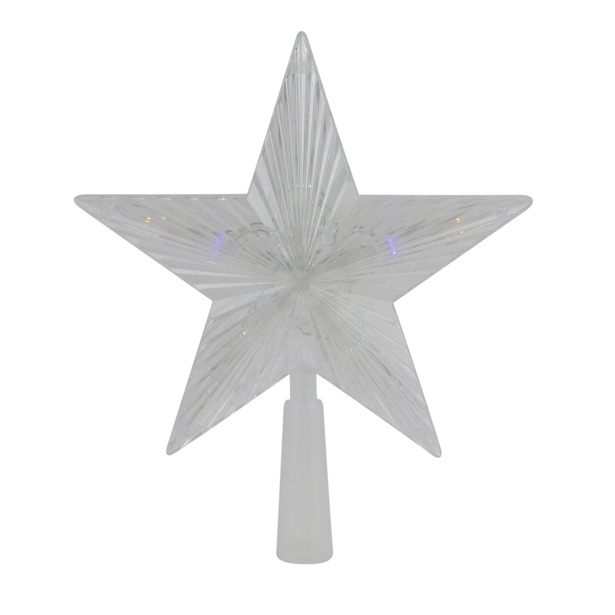 Northlight - 8" Pre-Lit Crystal Star Christmas Tree Topper - Multicolor LED Lights - Clear