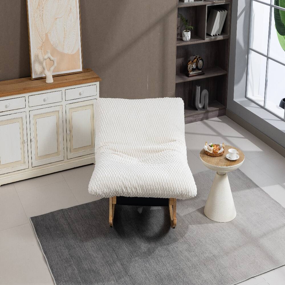 Left. Loheer - Loheer Bean Bag Rocking Chair for Adults Corduroy Lazy Sofa - White.