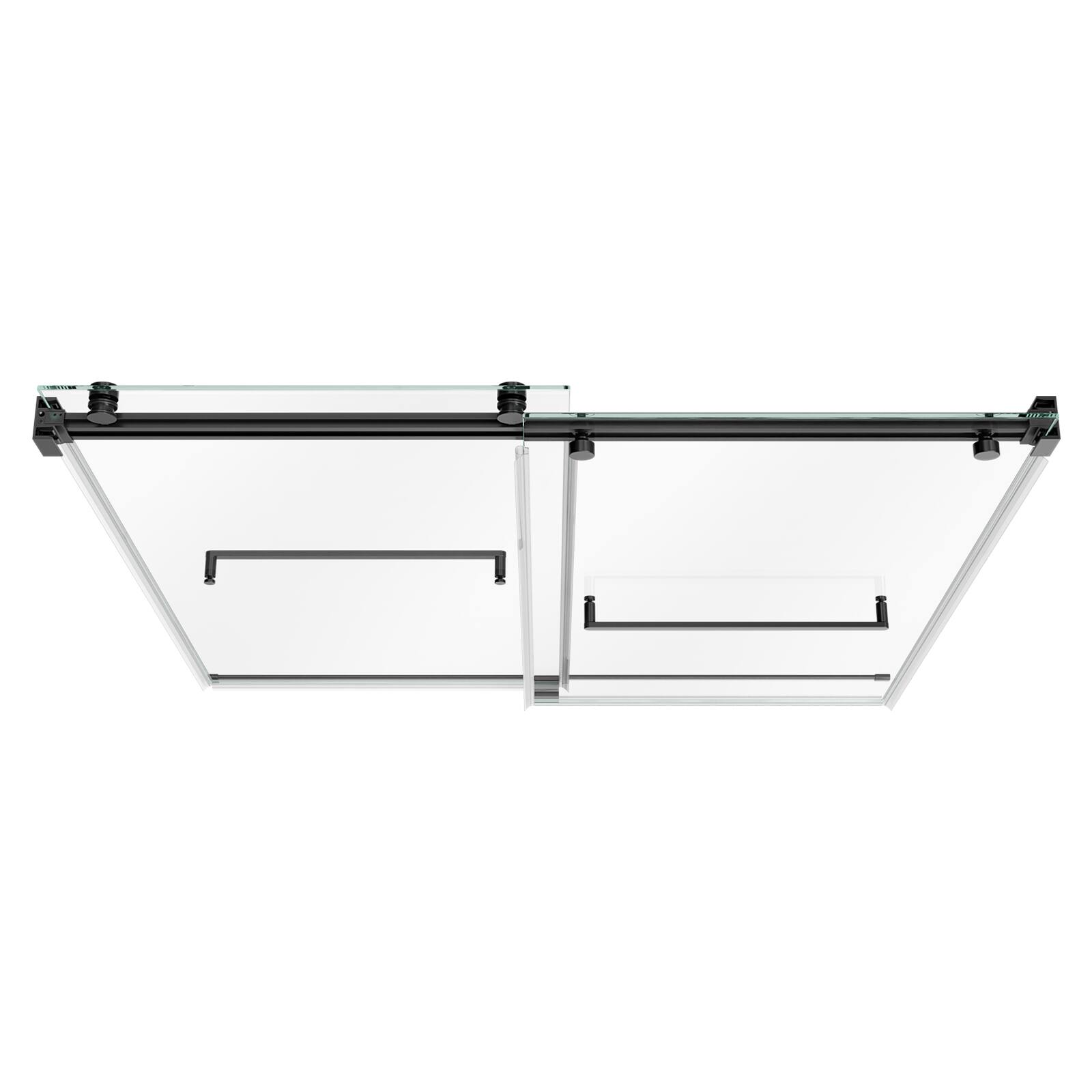 Alt View 5. VEVOR - Bathtub Shower Door 60"W x 60"H Frameless Bypass Sliding Doors Black, 5/16" Clear Tempered Glass, Double Sliding Tub - Elegant Black.
