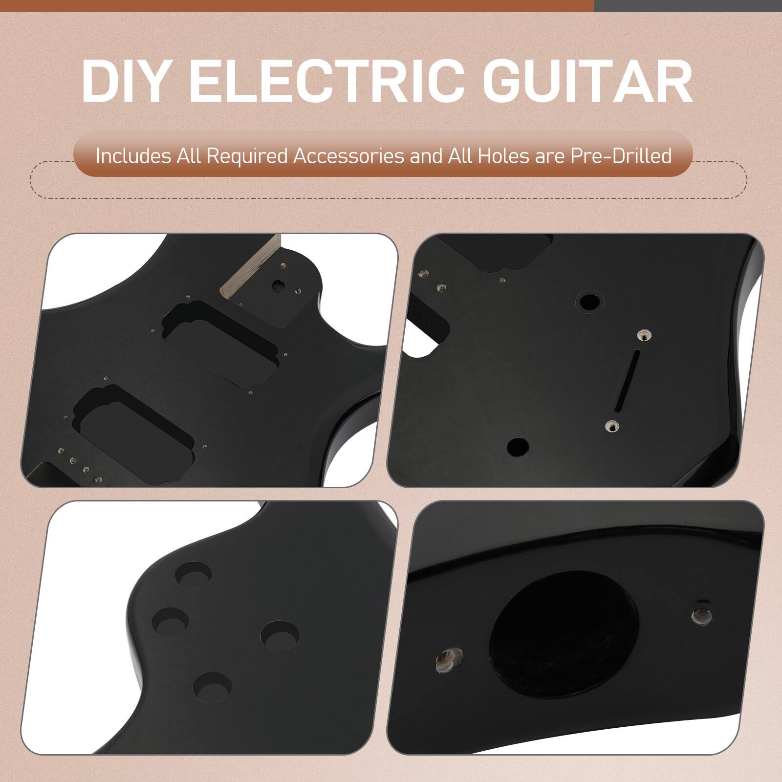 DIY ELECTRIC GUITAR  
Includes All Required Accessories and All Holes are Pre-Drilled