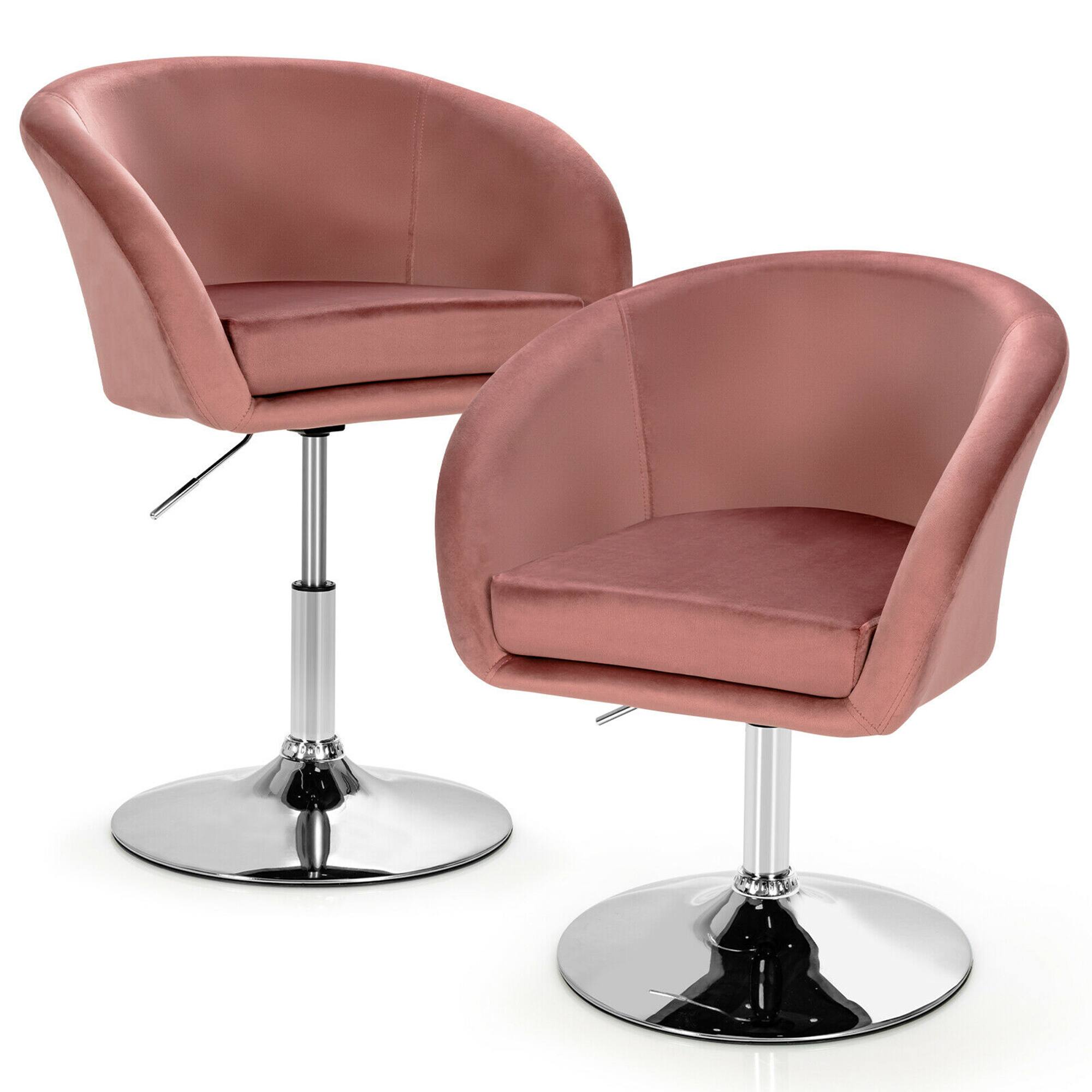 Alt View 8. Gymax - Gymax Set of 2 Modern Velvet Chair Height Adjustable Bar Stool Swivel Pink - Pink.