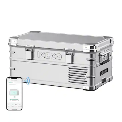 Front. ICECO - APL20 Aluminum Single Zone 21QT Portable Cooler Silver - Silver.
