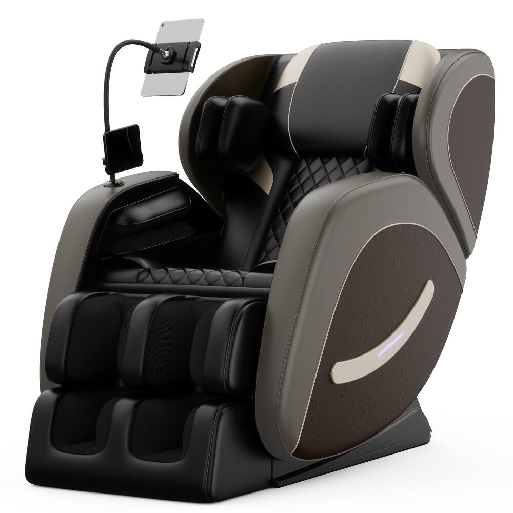 Front. Ropilly - Ropilly Gray PU Leather Massage Chair with Zero Gravity and Full Body Air Pressure - Gray.