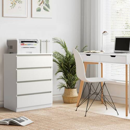 Alt View 5. Winado - 4 Drawer Tall Chests of Drawers Clothes Storage Furniture Bedside Cabinet Organizer Unit for Bedroom Living Room Hallway - Black.