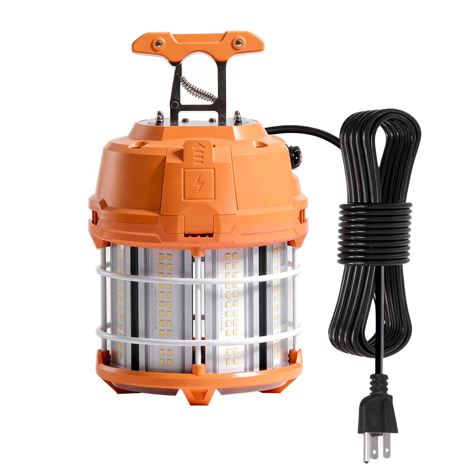 VEVOR - LED Temporary Work Light, 60W, 8200 lm, 5000K Durable & Water-Resistant, Linkable up to 12 Units, Ceiling or Stand Job - Orange