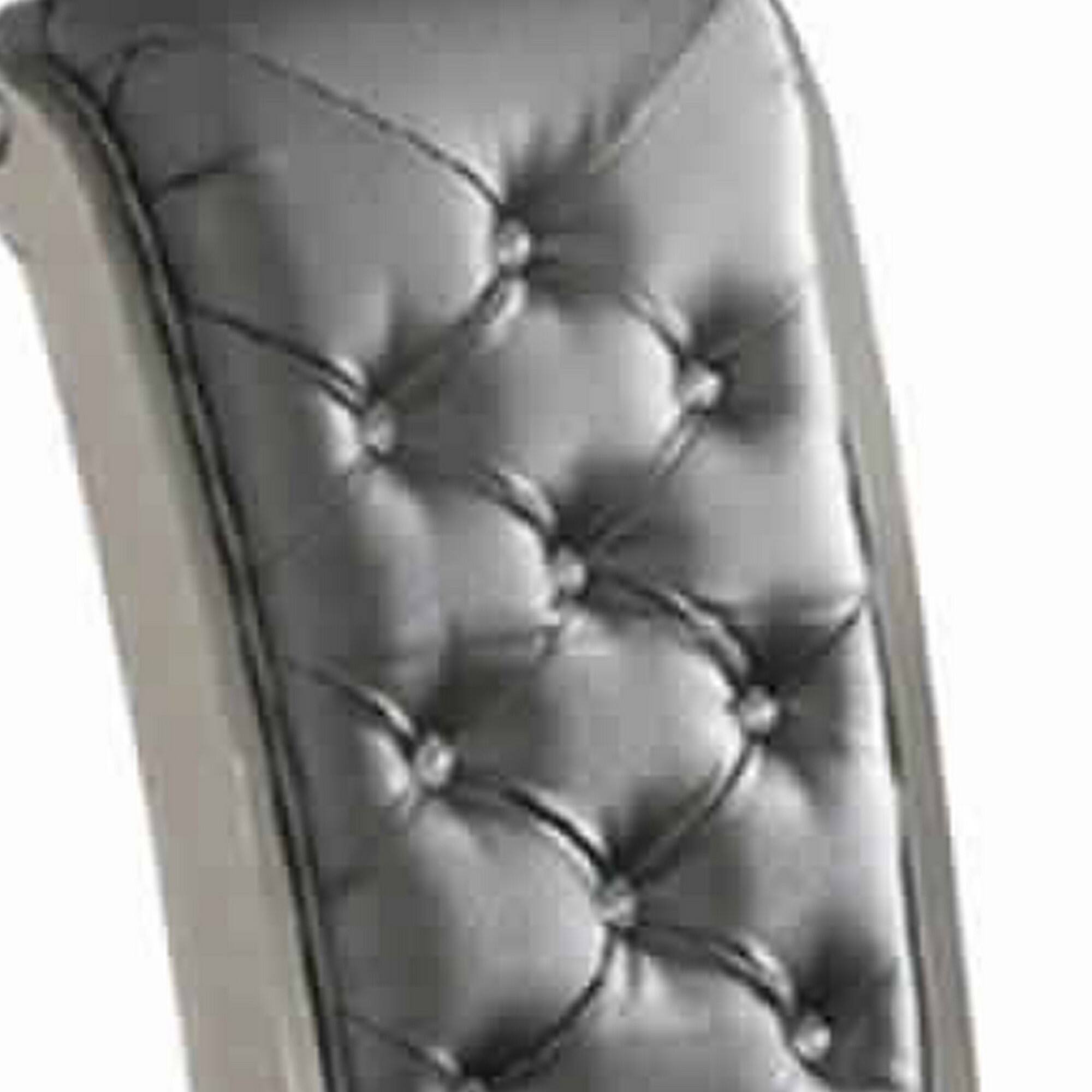 Alt View 2. Manhattan Lane - Set Of 2 Rubber Wood Dining Chair With Tufted Back, Gray And Silver - Gray And Silver.