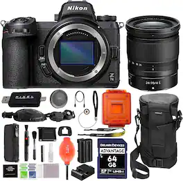 Bundle - Nikon - Z 7II FX-Format Mirrorless Camera w/ NIKKOR Z 24-70mm f/4 S Lens & Advanced Accessory - Black