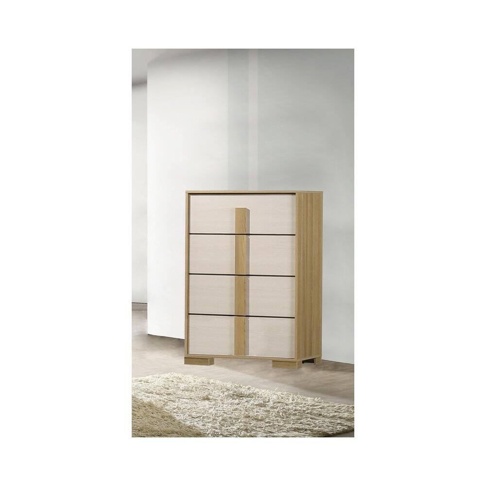 Alt View 1. Best Quality Furniture - Beige four drawer wood bedroom chest - Brown.