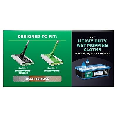 DESIGNED TO FIT:
- Swiffer® SWEEP + MOP DELUXE
- Swiffer® SWEEP + MOP MULTI-SURFACE

TRY HEAVY DUTY WET MOPPING CLOTHS FOR TOUGH, STICKY MESSES