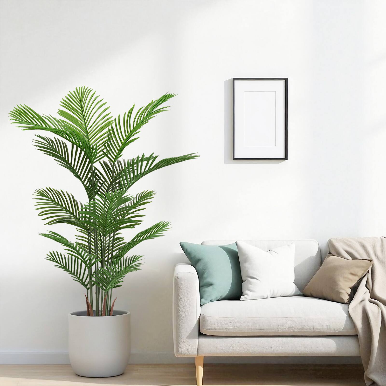 Alt View 5. Glintex - Artificial Areca Palm Plant, 5.2ft Tall Faux Tropical Dypsis Lutescens Tree in Pot for Indoor or Outdoor , 2pcs/set - Green.