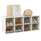 Front. Costway - 8 Cubbies Shoe Bench with 500 LBS Weight Capacity Cubby Shoe Rack Storage Cabinet White - White.