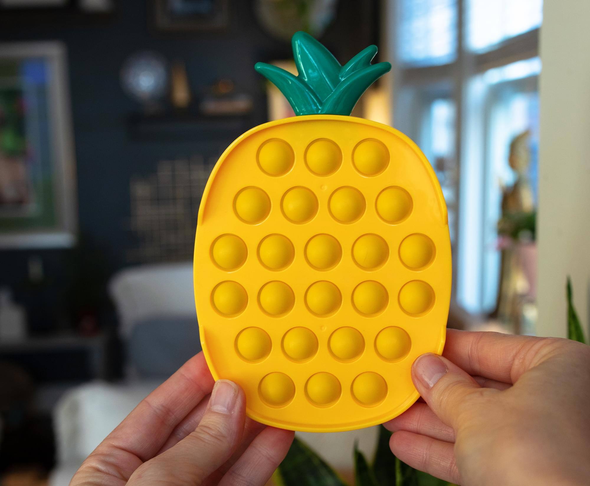 Alt View 4. Toynk - Pop Fidget Toy 24-Button Yellow Pineapple Silicone Bubble Popping Game - Yellow.