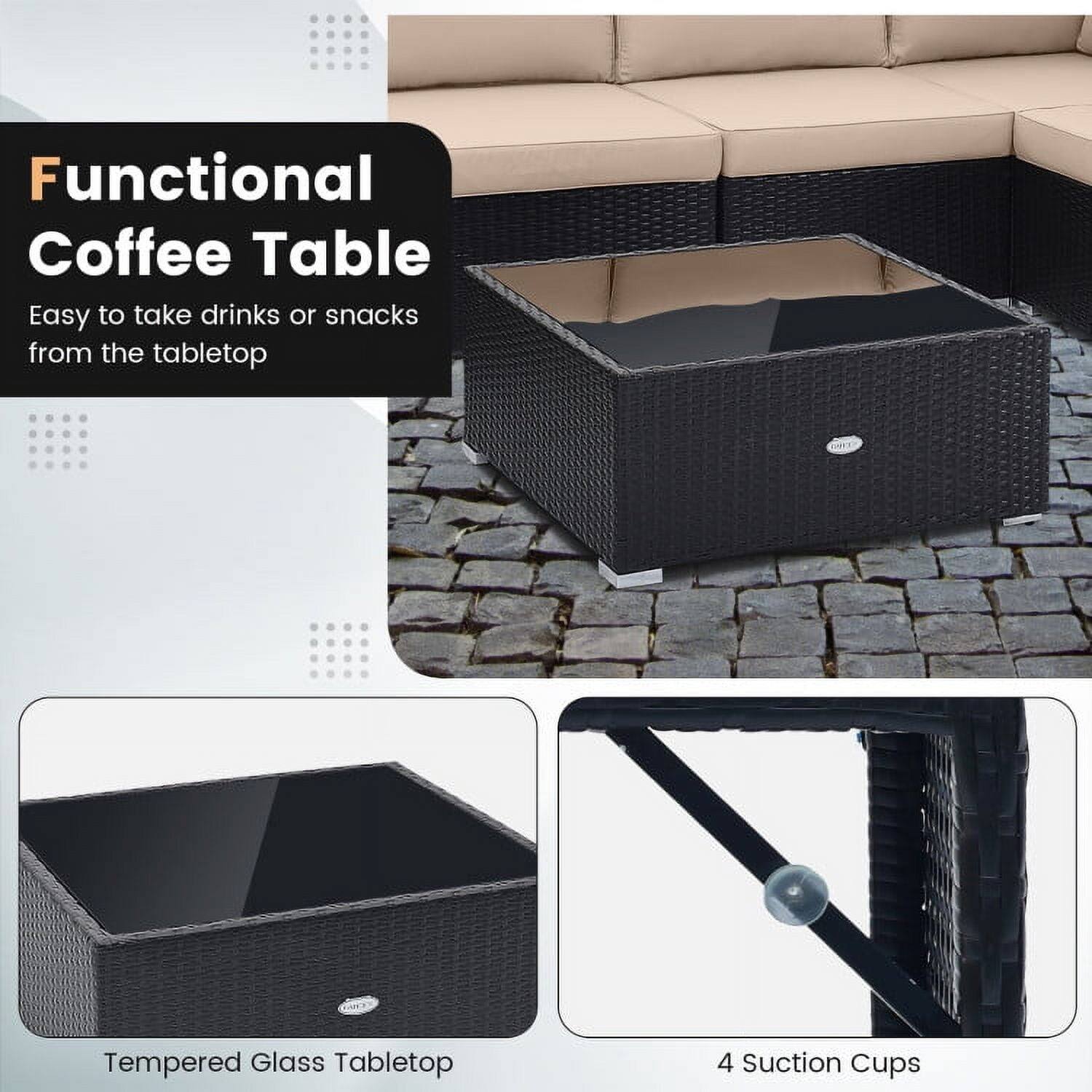 Functional Coffee Table  
Easy to take drinks or snacks from the tabletop  

Tempered Glass Tabletop  
4 Suction Cups