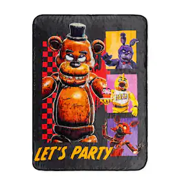 Silver Buffalo - Five Nights At Freddy's "Let's Party" Raschel Throw Blanket | 45 x 60 Inches - Multi-Color