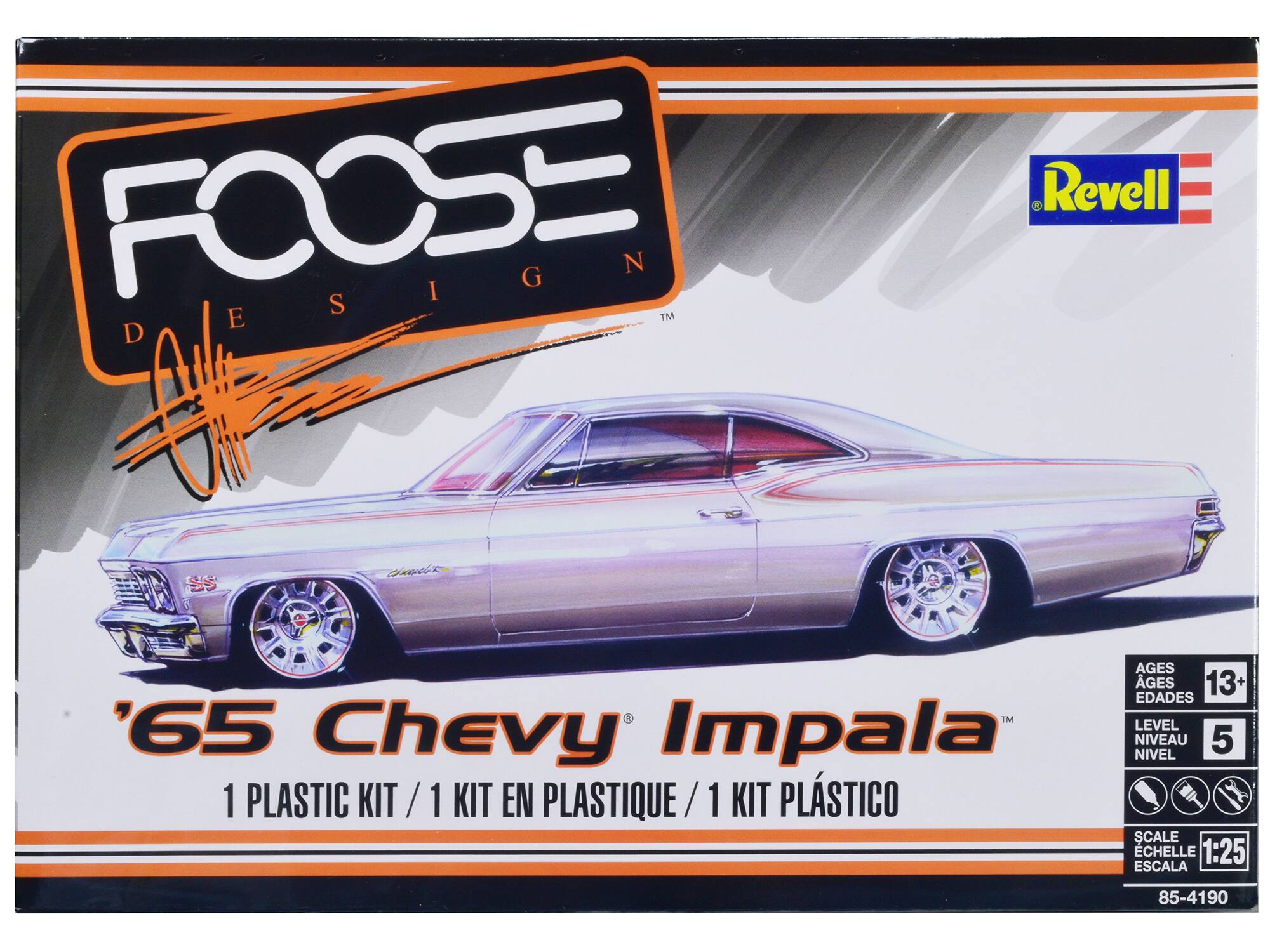 Level 5 Model Kit 1965 Chevrolet Impala "Foose Designed" 1/25 Scale Model by Revell - Gray