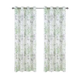 Olivia Gray - 100% Polyester 140 GSM Aiden Printed Textured Grommet Curtain Panel 54" x 84" - Green