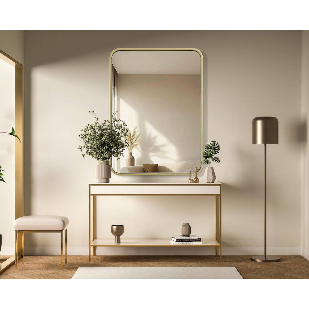 Alt View 7. Elegant Decor - Contour Metal Rectangle Mirror 22x30 in Brass - Brass.