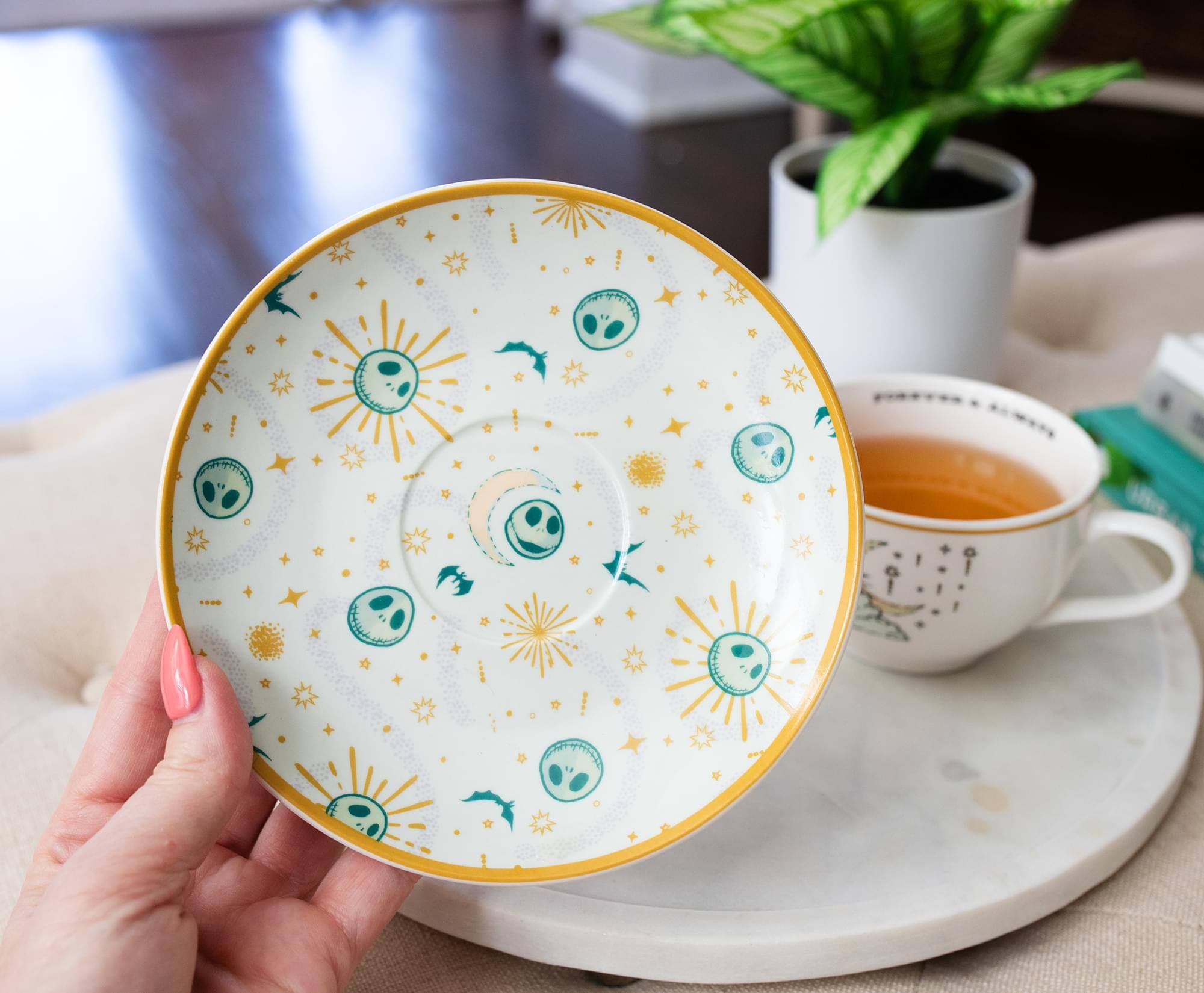 Alt View 4. Disney - Disney Nightmare Before Christmas Jack & Sally Teacups and Saucers | Set of 2 - Purple.