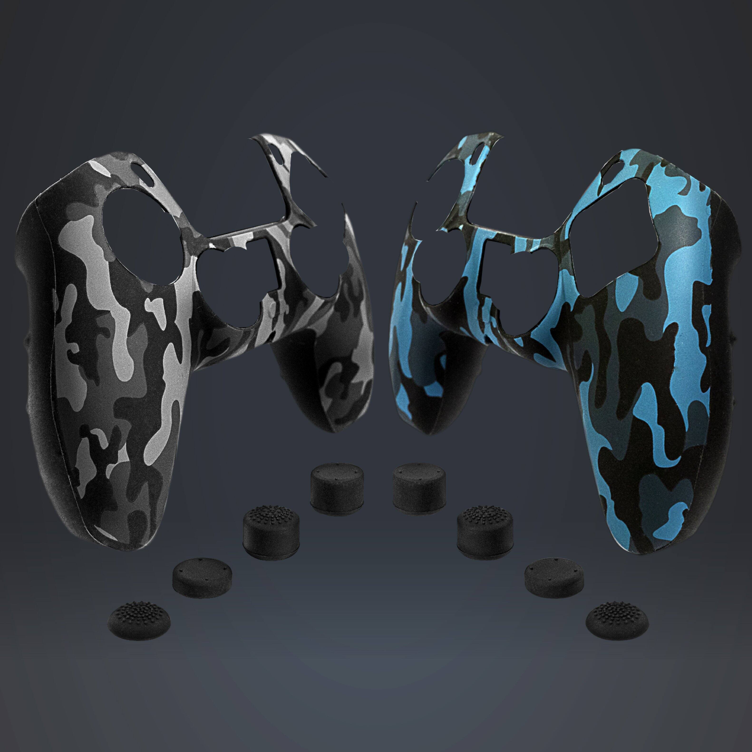 Alt View 1. Fosmon - For PS5 Controller Skin with 8pcs PS5 Thumb Grips for PS5 Controller Camo Cover Black + Blue Case + Thumbstick Grips - Multicolored.