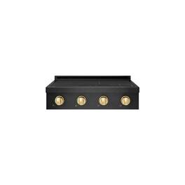 ZLINE - Autograph 30 in. Paramount Built-in Induction Rangetop with 4 Element Cooktop in Black Steel & Polished gold Accents - Black Stainless Steel