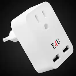 5 CORE - European Travel Plug Adapter w 2 USB Ports Universal Adopter for International Power Outlet - White