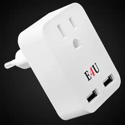 Front. 5 CORE - 5 Core European Travel Plug Adapter w 2 USB Ports Universal Adopter for International Power Outlet - White.
