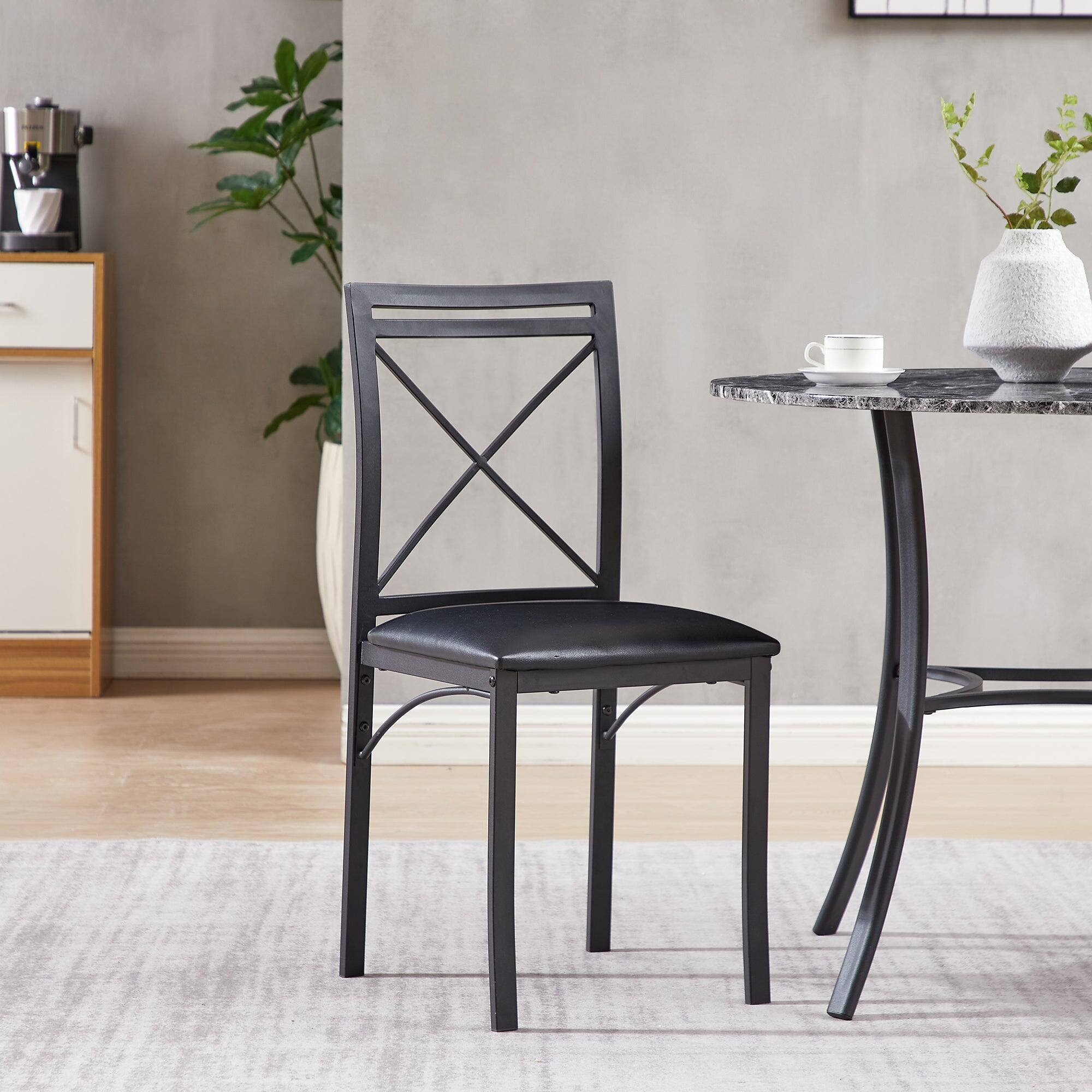 Alt View 1. Vecelo - Set of 4 Upholstered Dining Chairs - High Back Ergonomic Leather Side Chairs with 350lb Capacity, Waterproof Cushions - Black.