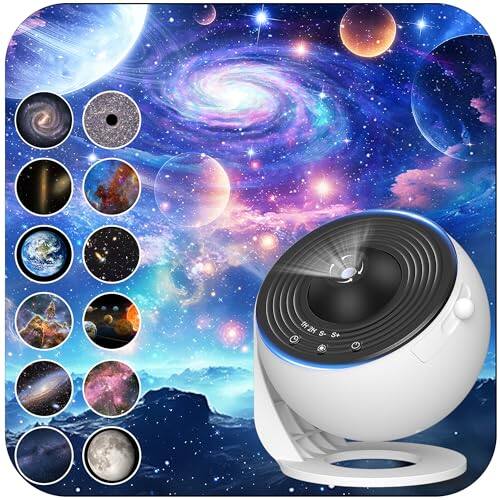 Front. The Best Inks - Galaxy Projector For Bedroom  Hd Image Star Light Adjustable Knob 13 Film Discs Planetarium 360° Rotating 1/2h Timer - Black&White.