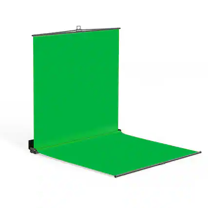 Front. RAUBAY - Collapsible Green Screen – FloorFlex Backdrop with Floor Extension 7x7x7 ft - Portable Retractable Chroma Key Background - Green.