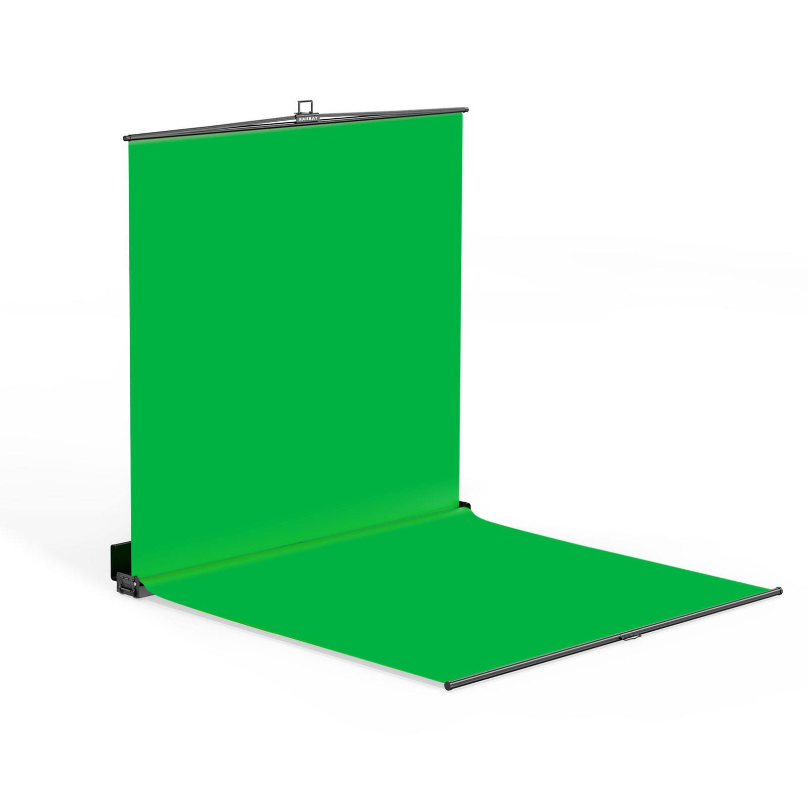 Front. RAUBAY - Collapsible Green Screen – FloorFlex Backdrop with Floor Extension 7x7x7 ft - Portable Retractable Chroma Key Background - Green.