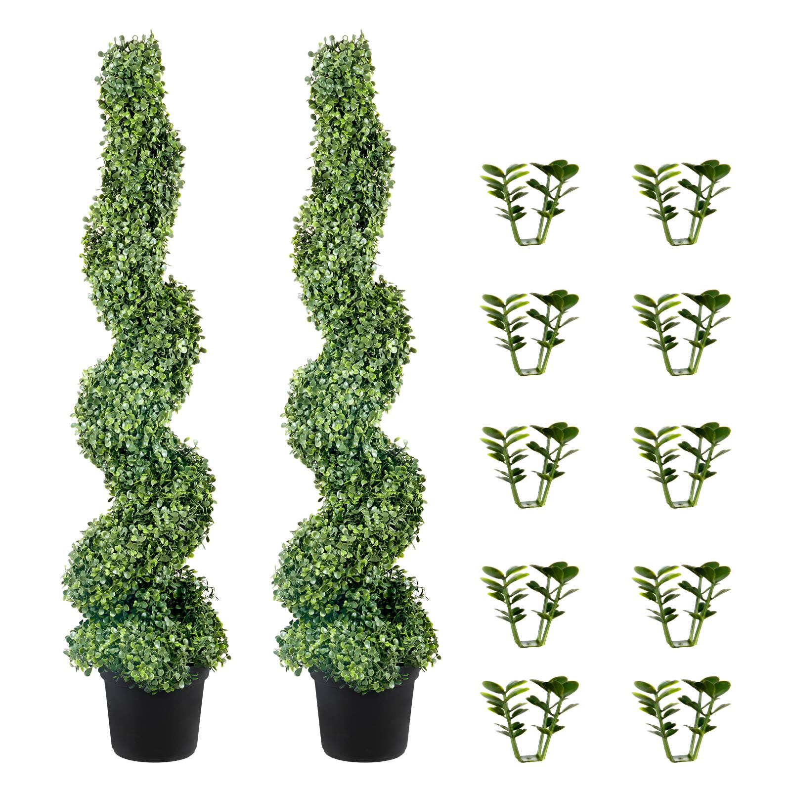 Alt View 5. VEVOR - 2 pcs. Artificial Boxwood Tower Topiary Spiral Artificial Plant 122cm high Decorative Plant Green Plastic PE Iron - Green.