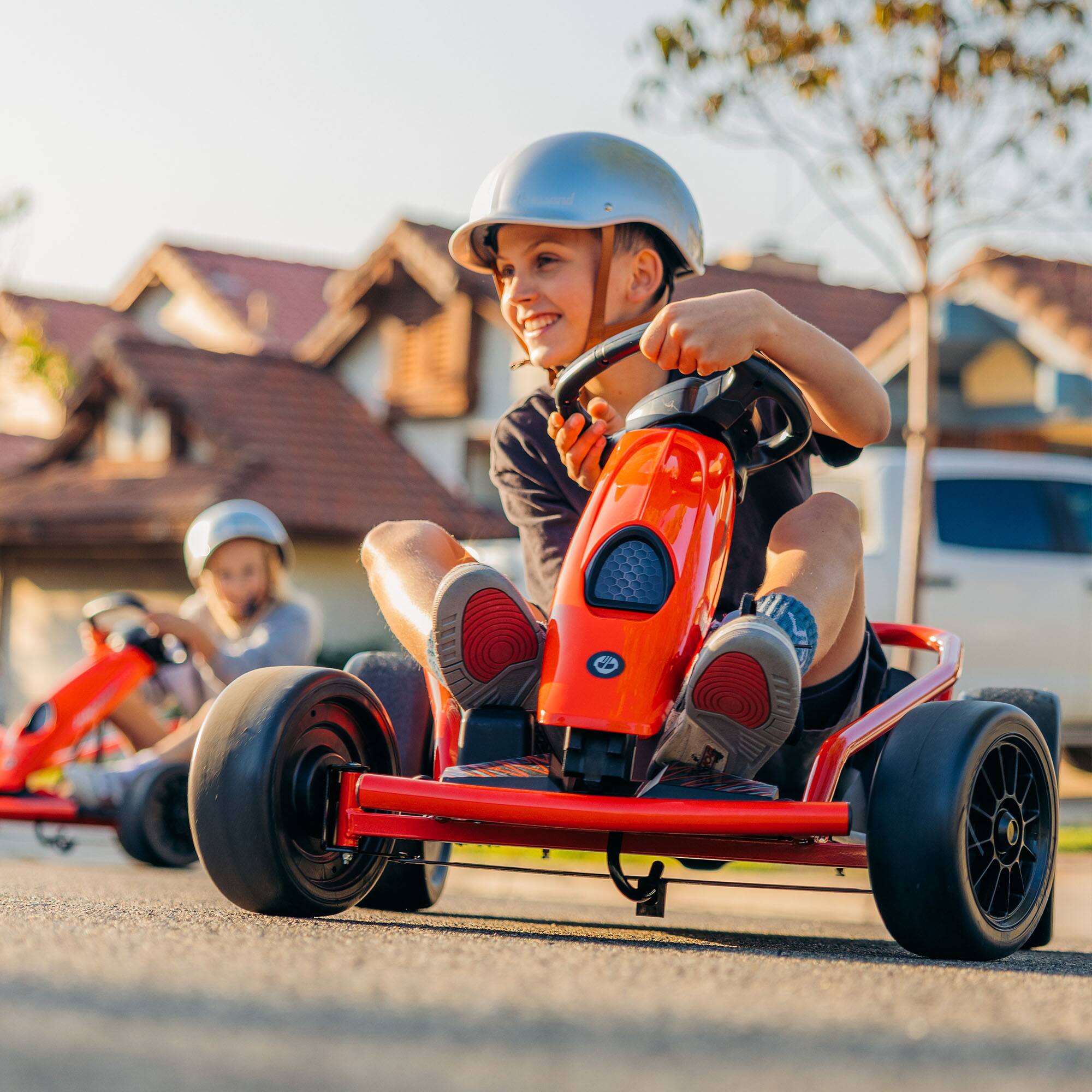 Alt View 4. GoTrax - GOTRAX Drift Go Kart Electric Ride On for Kids, Up to 8 MPH, 120 lbs Weight Capacity, Red - Red.